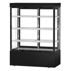 Vitrine réfrigérée 4 faces vitrées MADRID - 1010L - 1500mm - Double vitrage - avec 3 étagères en verre - portes coulissantes vitrées arrière - Noir mat