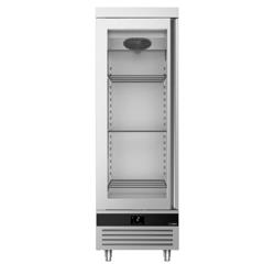 Armoire réfrigérée vitrée positive en acier inoxydable (AISI 430) PREMIUM - GN 2/1 - 600 L - avec 1 porte vitrée & 4 glissières & 4 grilles