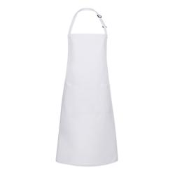 (6 pieces) KARLOWSKY | Basic Chef Bib Apron with Pocket – White - 750×900 mm - 2-Section Pocket