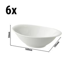 (6 kpl) Jälkiruokakulho - White Delight - posliini - 160x105 mm - pinoutuva, konepesunkestävä, mikroaaltouunin ja uunin kestävä, ammattilaatu - valkoinen