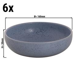 (6 szt.) SANDY LOAM - Talerz głęboki - Steinzeug - Ø 160mm - Niebieski