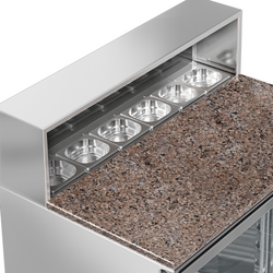 Saladette ECO - 903mm - 2 glazen deuren - met roestvrijstalen opzetstuk voor 5x GN 1/6
