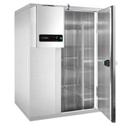 Cámara de congelación de acero Inox. - 2,1 x 2,1 m - altura: 2,01 m - 6,12 m³ - incl. Unidad de refrigeración de pared MINUS/ Célula de congelación