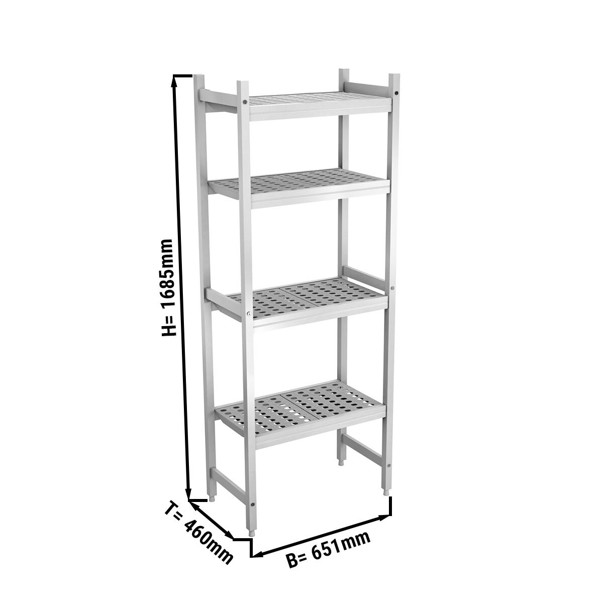 Étagère de base en aluminium - 651 x 1685 mm - Capacité de charge : 450 kg
