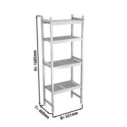 Estantería de aluminio (modular) - 651x460mm - Capacidad de carga: 450kg/estante - apta para cámaras frigoríficas