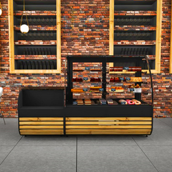 Kassentisch - 1100mm - Holzfront - Schwarzer Granit