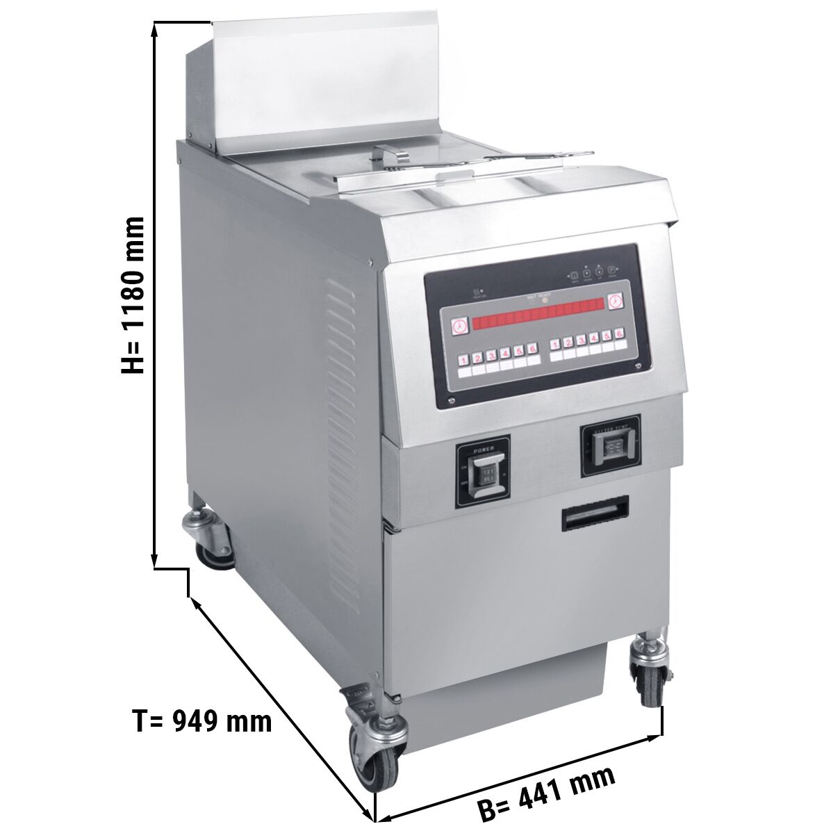 Friteuse électrique – 25 litres – 14,2 kW – avec système de filtration d’huile