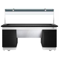 Buffet gekoeld DUBLIN - 2000mm - met gekoelde kuip & zwenkwielen - voor 5x GN 1/1 - zwart
