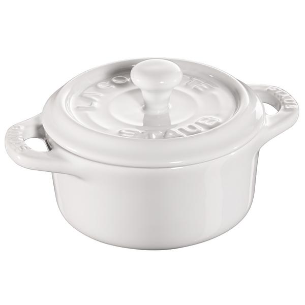 STAUB | CERAMIQUE - طنجرة كوكوت صغيرة - بقطر 100 مم - دائرية - سيراميك - أبيض ناصع