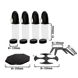 Cerealienspender - vierfach - rotierend - Ø 120mm - Schwarz - Drehausgabe