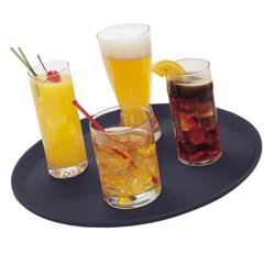 (6 pieces) CAMBRO | CAMTREAD® Non‑Slip Serving Tray – Black Fibreglass – Round Ø 450 mm