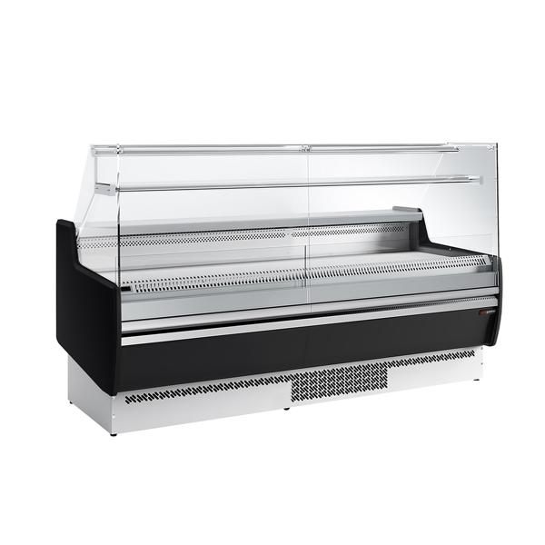 Banco gastronomia professionale - 1935x953mm - Ventilata - 213 L - Vetro dritto - Pannello frontale nero - con 1 ripiani