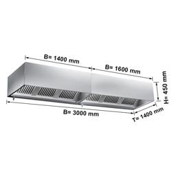 Commercial Wall-Mounted Extractor Hood – 3000mm – with Speed Controller, Baffle Filters & Lighting