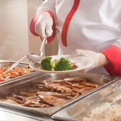 Heated Bain Marie Counter DUBLIN - 1600mm - with Bain Marie Well + Flat Glass Sneeze Guard - on Castors - for 4x GN 1/1 - Black