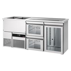 Barkoelkast PREMIUM - 1950x700mm - 1 glazen deur & 2 laden