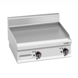 Fry Top Elettrico Professionale - 8,0 kW - Rigato - Superficie di cottura: 596x430mm