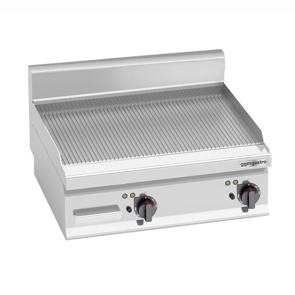 Fry Top Elettrico Professionale - 8,0 kW - Rigato - Superficie di cottura: 596x430mm