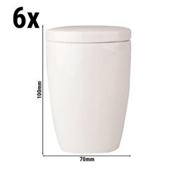 (6 pcs) LUX | Sugar Bowl - Maastricht - Porcelain - Ø 70mm - Height: 100mm - with Lid - Ivory