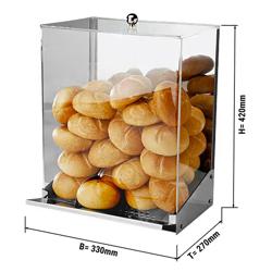 Distributore di panini | Portapane con coperchio roll-top - Acciaio inox e acrilico