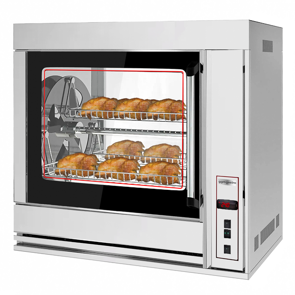 Elektrische roterende kippengrill - 10 kW - met 7 spitten voor maximaal 42 kippen