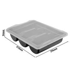 Cutie pentru tacâmuri cu 3 compartimente, incl. capac - negru