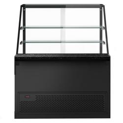Banco gastronomia professionale TORONTO - 1300x880mm - Ventilata - 120 L - Doppi vetri - Colore Nero - con 2 ripiani - piano di lavoro in granito nero