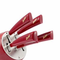 BERKEL | ELEGANCE - Messenblok met 5 messen - Rood leer