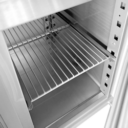 Koelwerkbank PREMIUM - 2360x700mm - met 4 deuren, 1 spoelbak rechts & achterwand