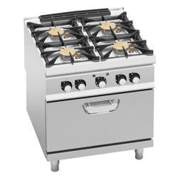 Cocina a gas - 40kW - 4 fuegos - con horno eléctrico convección - 4,68kW - modelo de alto rendimiento