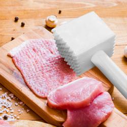 Manual Martelo amaciador de carne - quadrado - plástico - Branco - 75x100x350mm