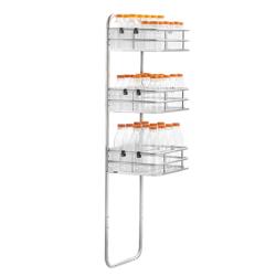 Supporto portabottiglie e bicchieri in acciaio inox per spremiagrumi su supporto - con 3 cestelli inclusi - 390x310x1330mm