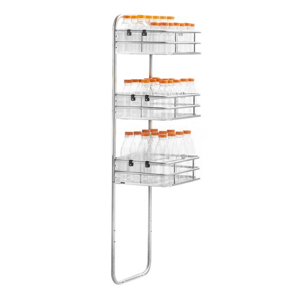 Supporto portabottiglie e bicchieri in acciaio inox per spremiagrumi su supporto - con 3 cestelli inclusi - 390x310x1330mm