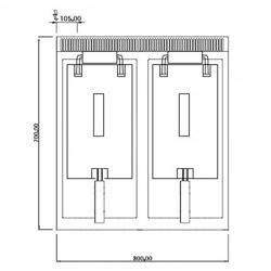 Dubbele elektrische friteuse - 10+10 liter - 18 kW - mechanische bediening - met aftapkraan - incl. onderbouw (2 deuren)
