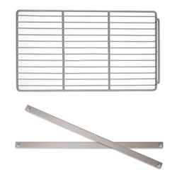 Rácspolc - 630x405 mm - EN 600x400 - plastifikált, nagyon nagy teherbírás, egyszerű szerelés - tartalmaz: 2 pár rozsdamentes acél sín (jobb + bal) - POS, STS, DTS & ZBG készülékekhez