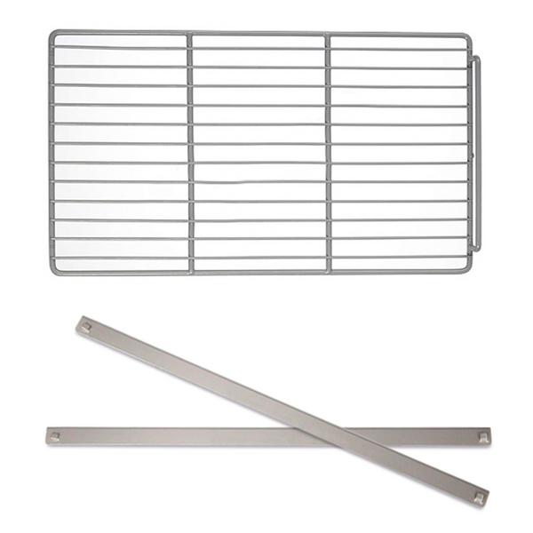 Rácspolc - 630x405 mm - EN 600x400 - plastifikált, nagyon nagy teherbírás, egyszerű szerelés - tartalmaz: 2 pár rozsdamentes acél sín (jobb + bal) - POS, STS, DTS & ZBG készülékekhez