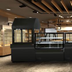Koelvitrine TORONTO - 1000mm - Dubbele beglazing - Zwarte voorkant - 2 planken - Zwart granieten werkblad