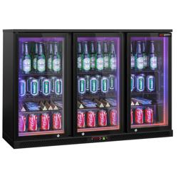 Barkoelkast - 1350mm - 320Liter - met 3 glazen deuren - Zwart