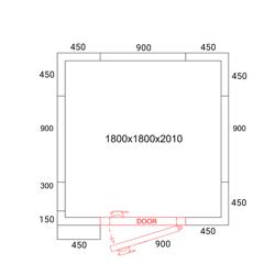 Cámara de refrigeración - 1,8 x 1,8 m - altura: 2,01 m - 4,97 m³ - incl. Unidad Refrigeradora de pared PLUS / Célula refrigerada