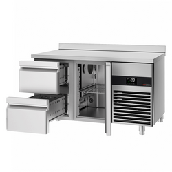 Koelwerkbank PREMIUM - 1400x700mm - met 1 deur & 2 laden & met achterwand