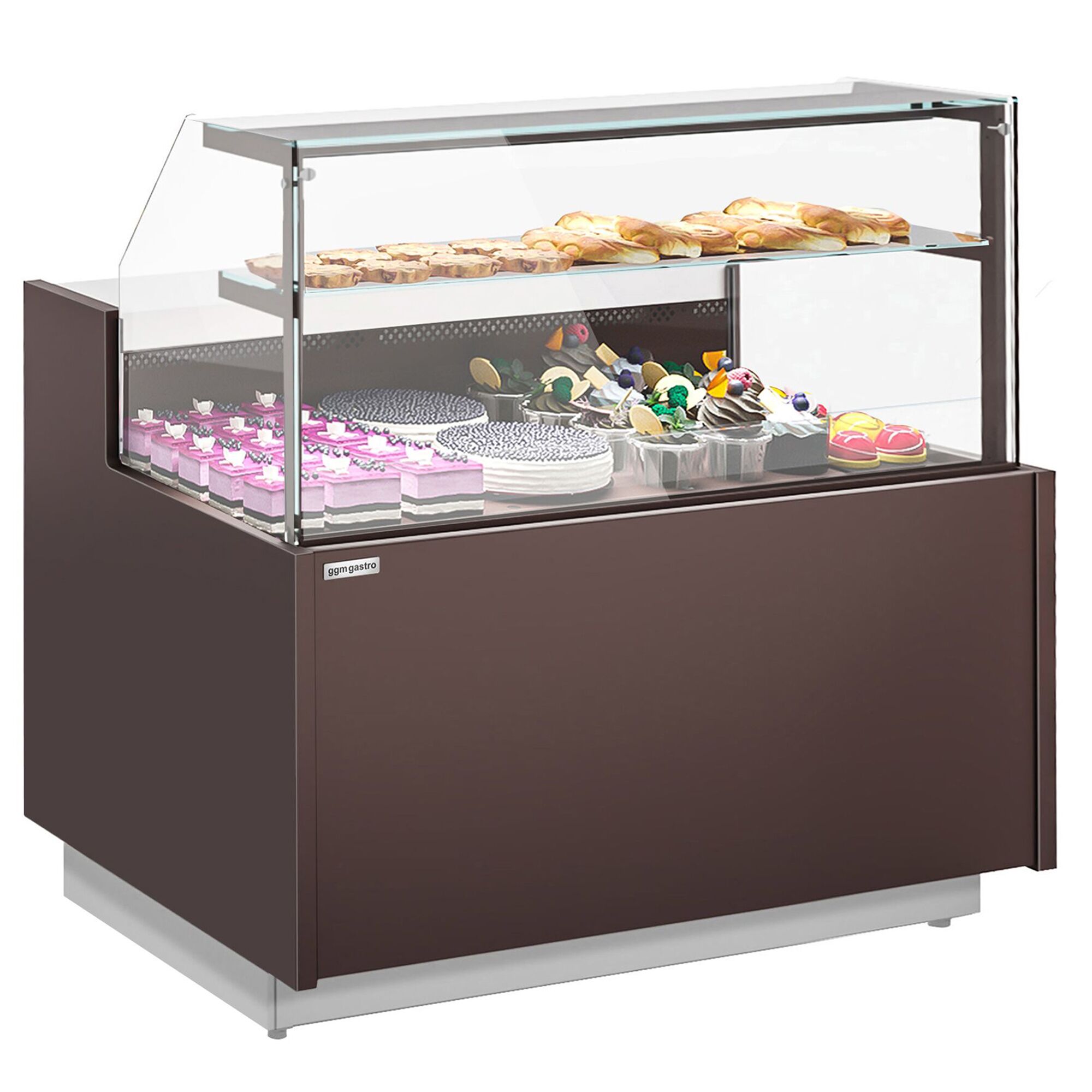 Comptoir vitrine réfrigérée RIGA - 1370x990mm - +4/+8°C - 2 portes - 2 étagères - 138L