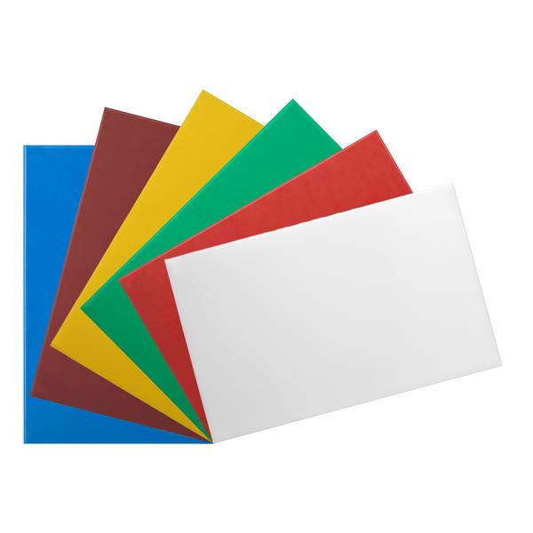 (6 pz) Set taglieri professionali in polietilene (HDPE) - 500x300mm - Spessore: 10mm - Conforme HACCP - Multicolore - alta stabilità e antiscivolo