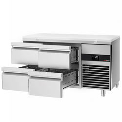 Koelwerkbank PREMIUM - 1400x700mm - met 4 laden - incl. snijplank wit
