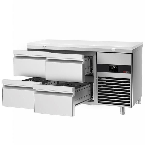 Refrigerated table PREMIUM - 1400x700mm - with 4 drawers - incl. cutting board white