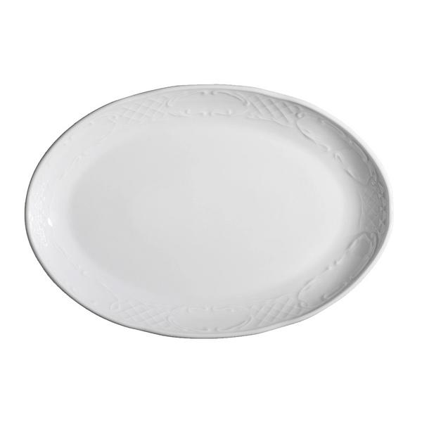 (6 st) Classico - Fat - ovalt - porslin - 32x32 cm - vit