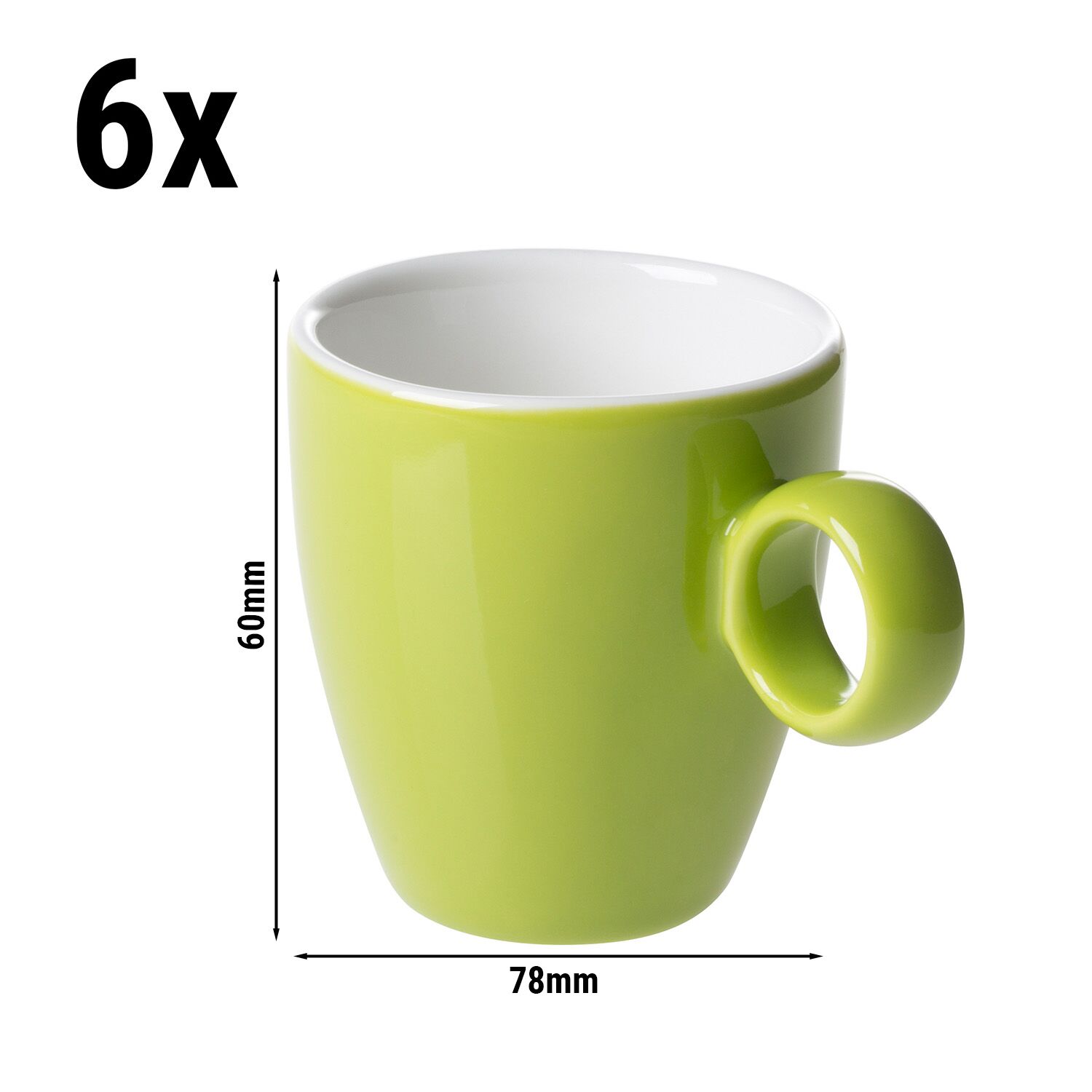 (6 pièces) BART COLOUR CAFE – Tasse à espresso – 65 ml – Vert citron