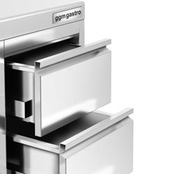 Cassettiera PREMIUM - in acciaio inox AISI 430 - con 4 cassetti e alzatina - 400x600mm
