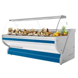 Koelvitrine - 2965x1150mm - gebogen ruit - granieten werkblad - LED-verlichting - automatische ontdooiing