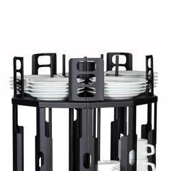 Rotating Buffet Saucer Dispenser / Holder – 100 saucers - Black - Powder-coated stainless steel