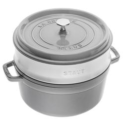 STAUB | Cocotte with Steamer Insert – Ø 260 mm – Graphite Grey
