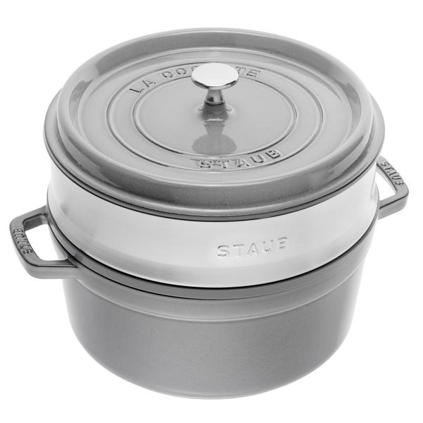 STAUB | LA COCOTTE - Kookpot met stoominzet - Ø 260mm - Gietijzer - Grafietgrijs
